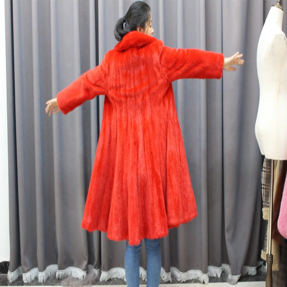 Wholesale And Retail Ladys Fashion Mink Fur Long Coat