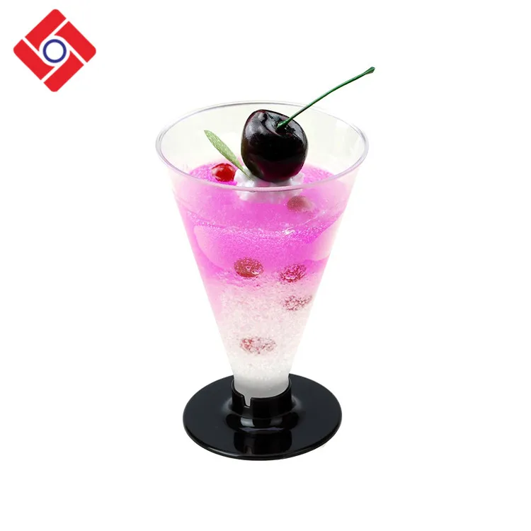 100Ml Transparent Frozen Dessert Spoon And Plastic Cup With Lid,Disposable Goblet Cup