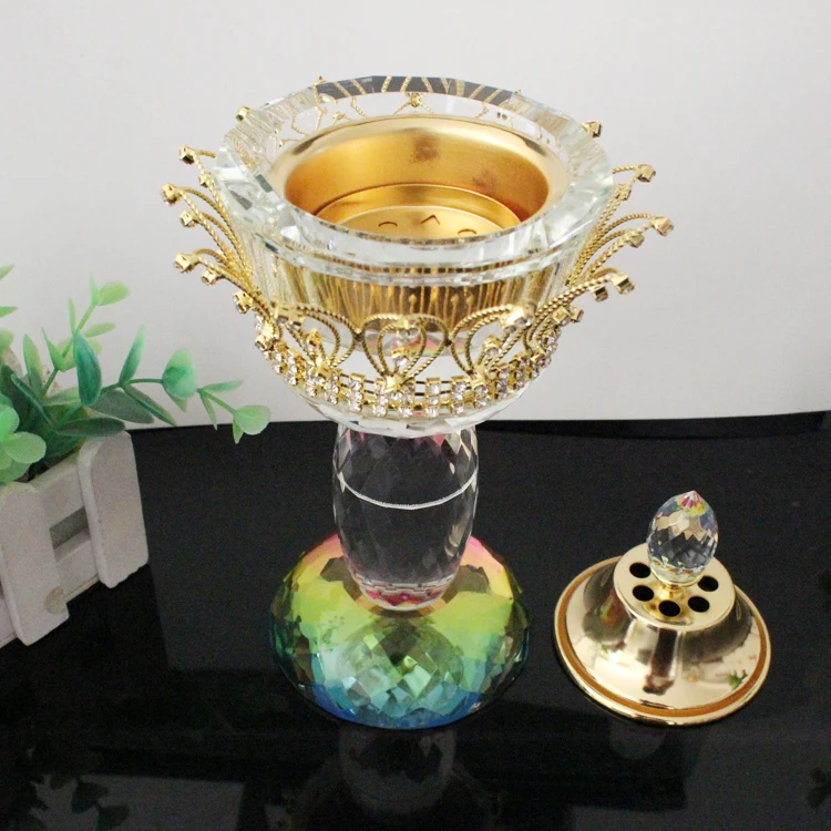Arabian wholesale crystal fancy bakhoor incense burner with metal