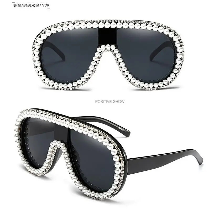 Oversized Sunglasses Women Luxury Brand Designer Bling Rhinestone Vintage Sunglasses Female Shades Big Frame Sun glasses