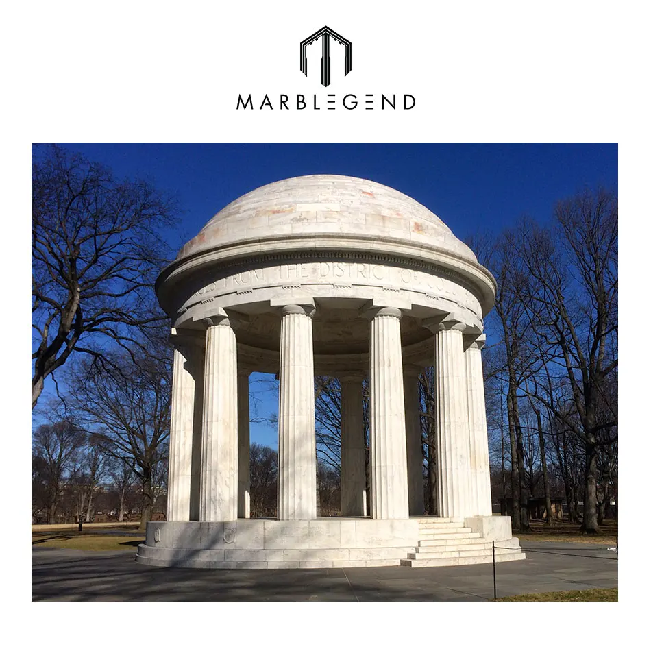 Customized outdoor garden gazebo natural stone white hand carved marble column gazebo with dome