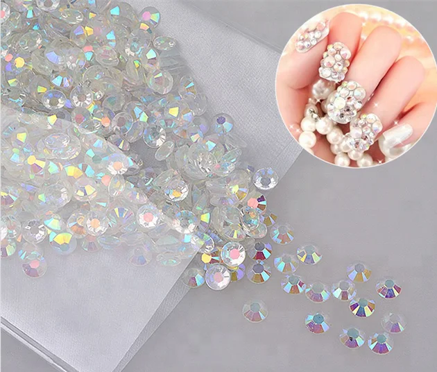 crystal AB  non hot fix  bling nail art rhinestones no foil back