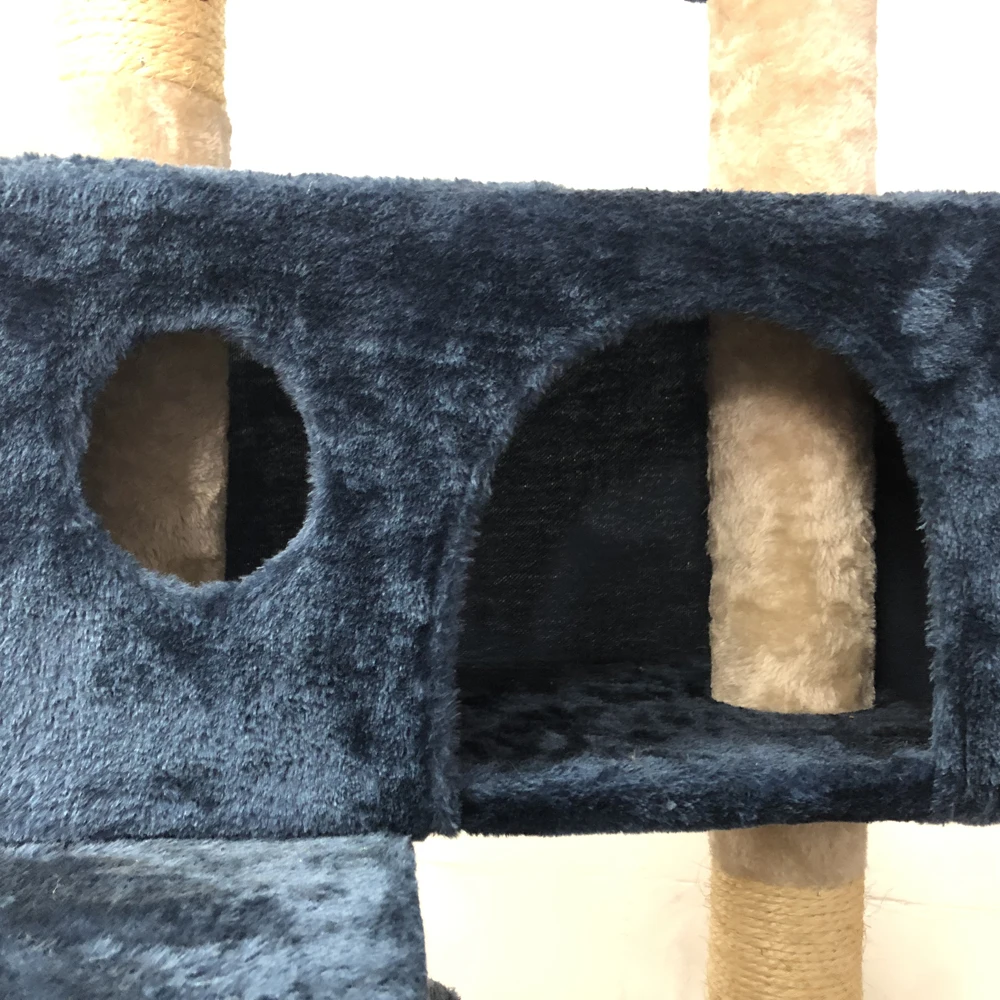 
Large big four level luxury cat tree dark blue Plush Hammock warm cat house Multilevel cat activity tree 