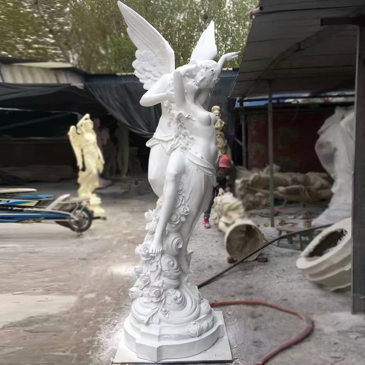 White Life-size Resin Greek love Angel Statues Fiberglass Sculpture for Sale