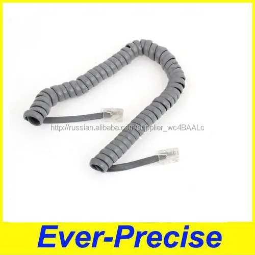 Высокая гибкость телефонной трубки вьющиеся шнур телефон RJ11 штекер с серым цветом