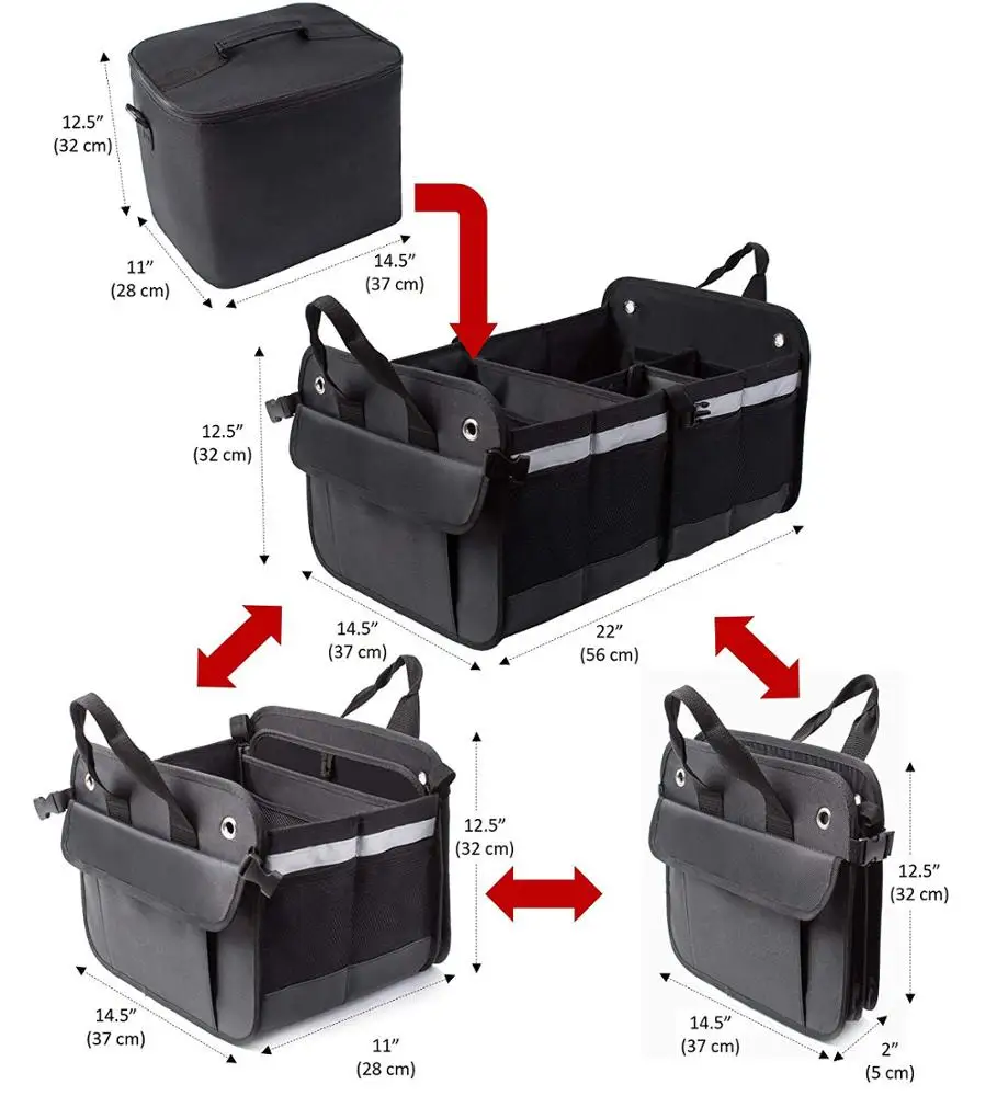 Складной портативный органайзер для багажника с несколькими отделениями