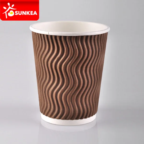 Disposable Coffee Milk Tea Cups Thickening Anti-scalding Corrugated 3-layer Paper S wave ripple cups