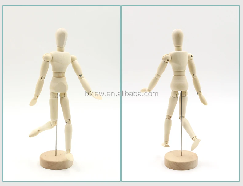 
China Art Supply Wood Artist Drawing Manikin Articulated Mannequin with Base and Flexible Body For Drawing the Human 