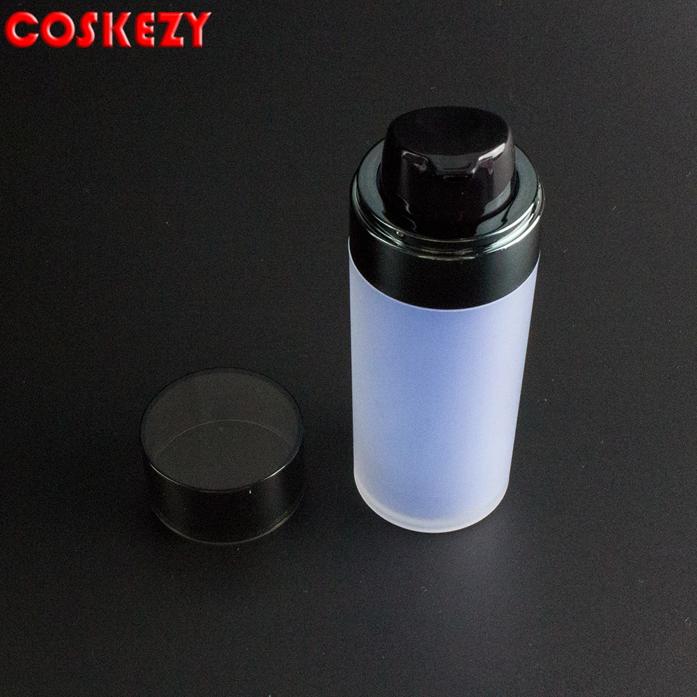 Factory Price Serum Airless Pump Frosted Light Blue Plastic Airless Bottle Empty Lotion Airless Dispenser 50ml