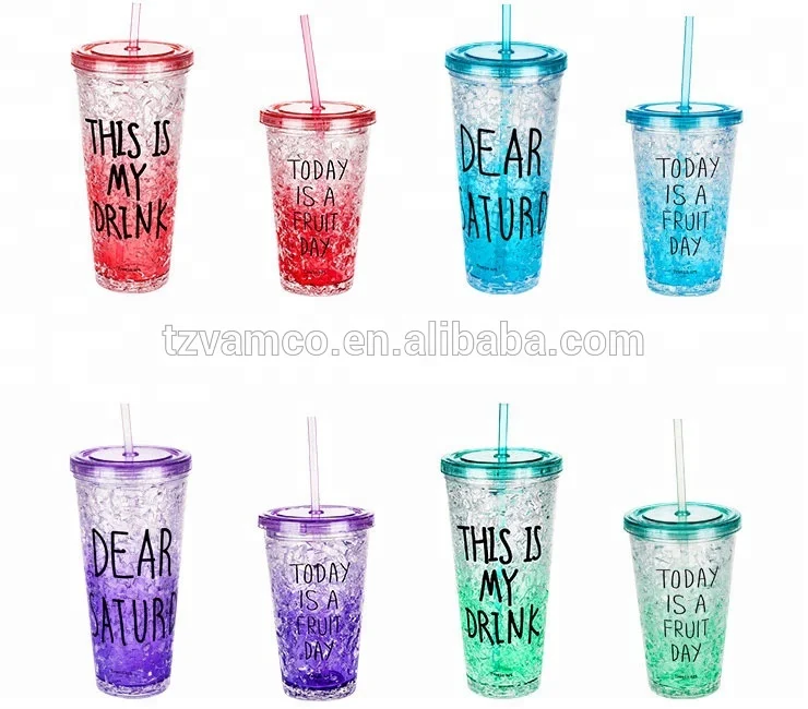 Children Straw Cup Plastic Ice Cup 16 oz