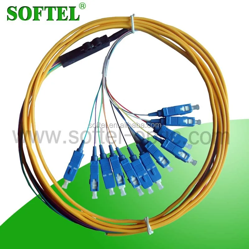 Softel high quality core 12 fiber optic pigtail bundle