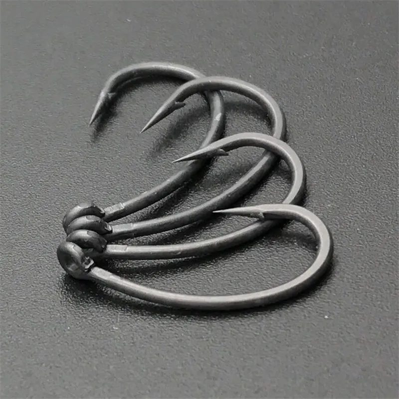 Рыболовный крючок для ловли карпа с покрытием PTEF зазубрендовый захват зазубринами и изогнутым хвостовиком качественный