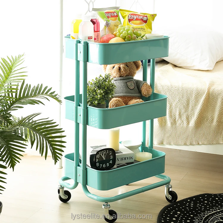 Pink 3 Tier Kitchen Trolley Cart Sewing Storage Ideas