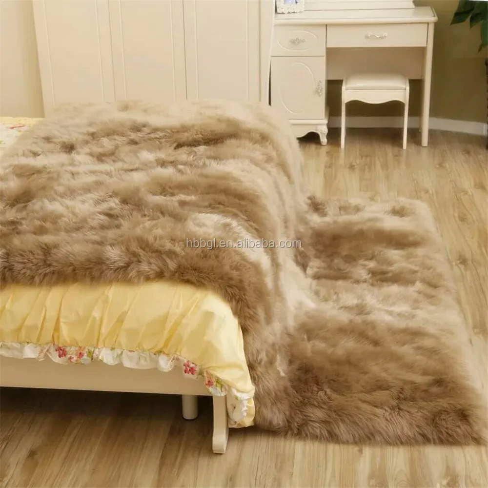 Amazon New arrival Factory Wholesale Fluffy Soft Home Decor Living Room Bedroom Long Hair Pile Goat 100% Real Sheep Fur Rugs