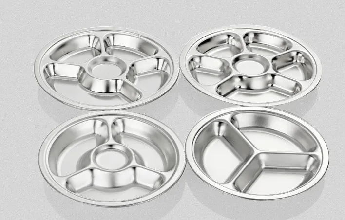 Stainless Steel School Lunch Tray Divider Lunch Plate Children Serving Tray