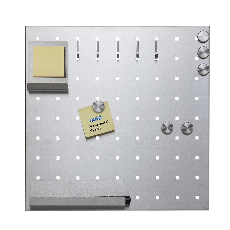 Stainless Steel Magnetic Key Bulletin Board Wall Mounted Square Memo Board Notes Cards And Photos Staff Office Classroom Tool