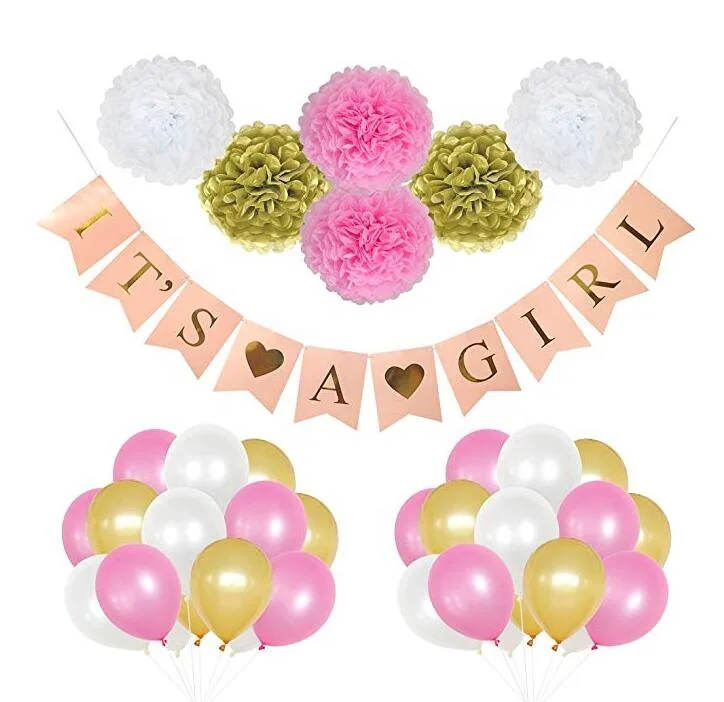 
Amazon online supplies happy birthday balloons Paper pom poms Its a boy banner for baby party set 