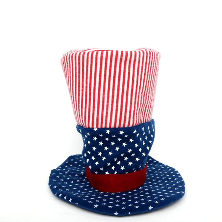 
New Product July 4th Top Hat Red Strip Blue USA Flag Pattern 12 inch Funny Felt Top Hat Party 