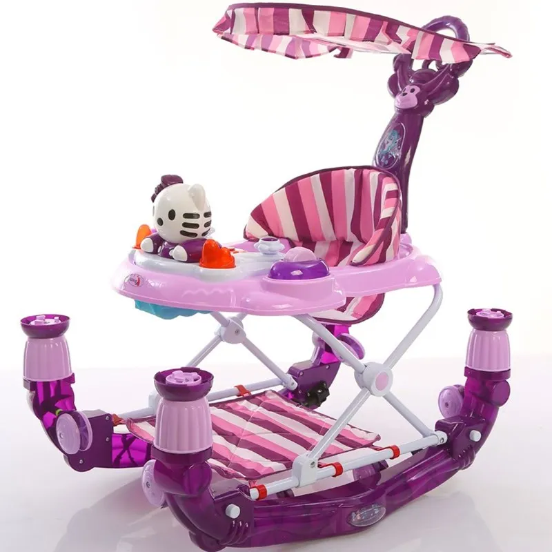 New Model Baby Walker Rubber Wheels Height Adjustable Musical Baby Trolley Walker Rocker Chair