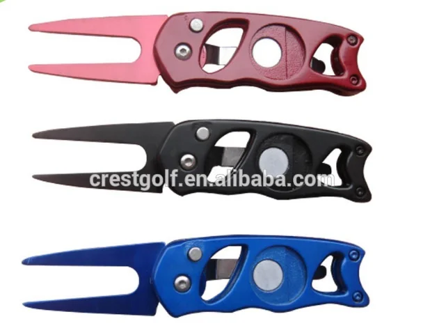 Newest Retractable Golf Switchblade Divot Tool with Ball Marker