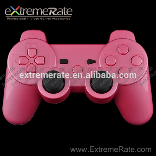 Polished Chrome Pink Gaming Case Replacement for PS3 Wireless Controller with Full Button Set Accessories
