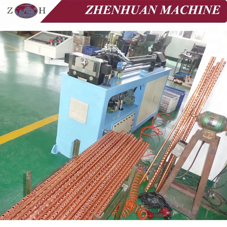 CNC AC & refrigerator copper flute tube punching machine for heat exchanger manifold flange hole
