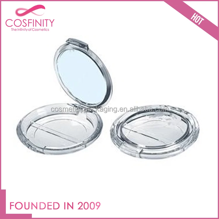 Latest design Cosmetic packaging high Quality transparent cosmetic loose powder case with puff