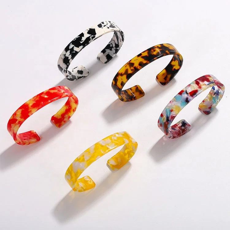 7 mm or 10mm Wide Leopard Resin Bangle Multi Color Lucite Bangle Tortoise Cuff Bangle  Bracelet