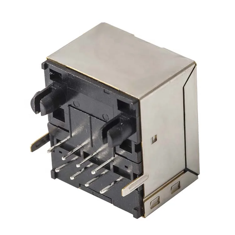 Metal shielded right angle SMD RJ45 connector with magnetics