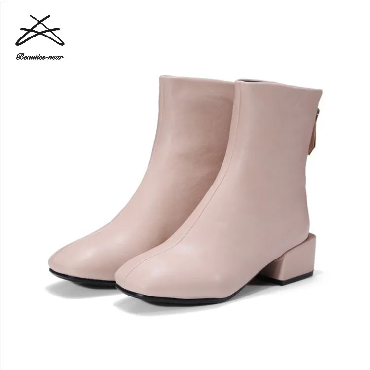 2018 new fashion black leather women winter boots ankle boots for women