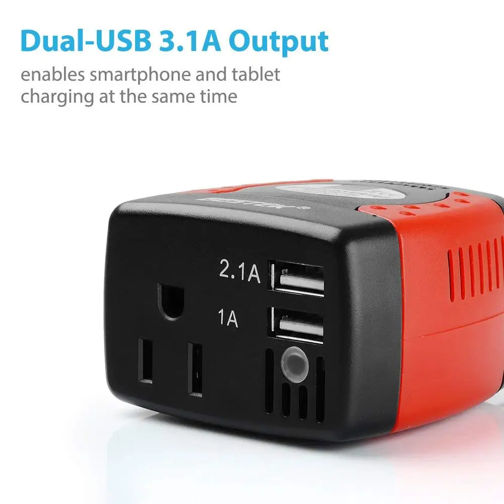 150W Power Inverter with 3.1A Dual USB Charging Ports