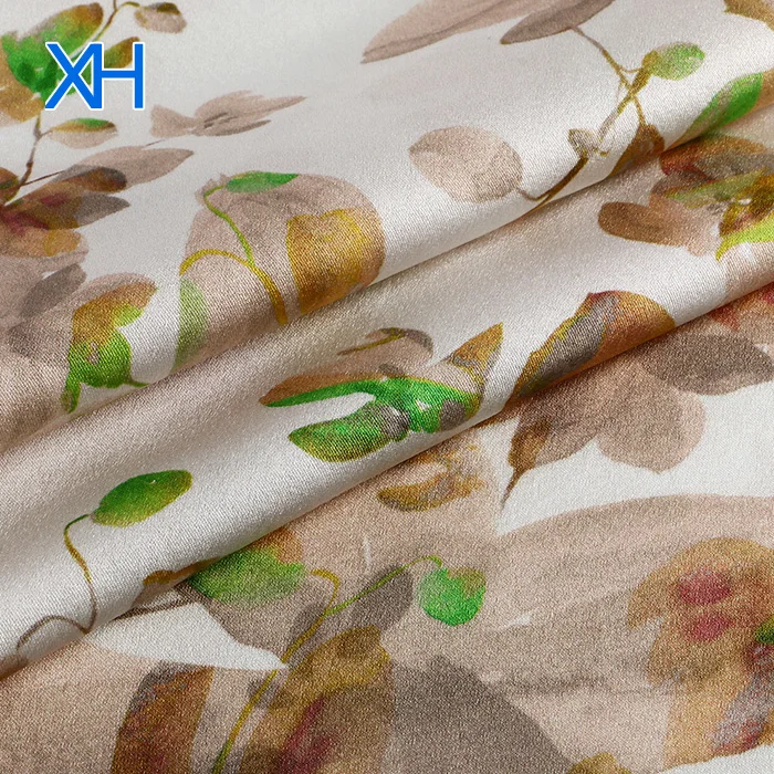 
2019 Hot Sale Washed Silk Fabric Pure Printing Satin Wholesale with Low Minimum by Xinhe Textiles 