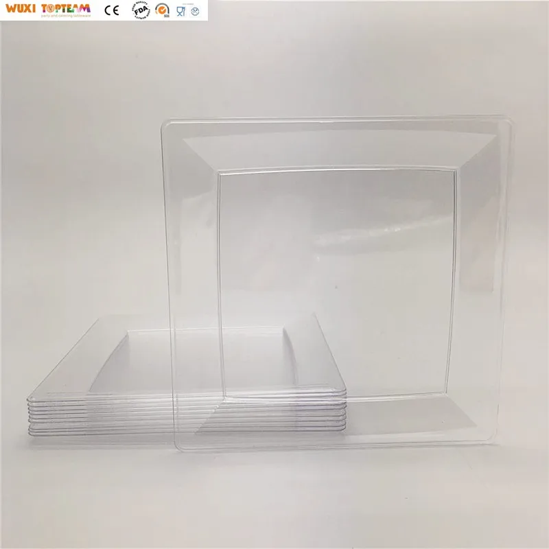 Plastic Clear Square Plate Disposable Plastic Dishes