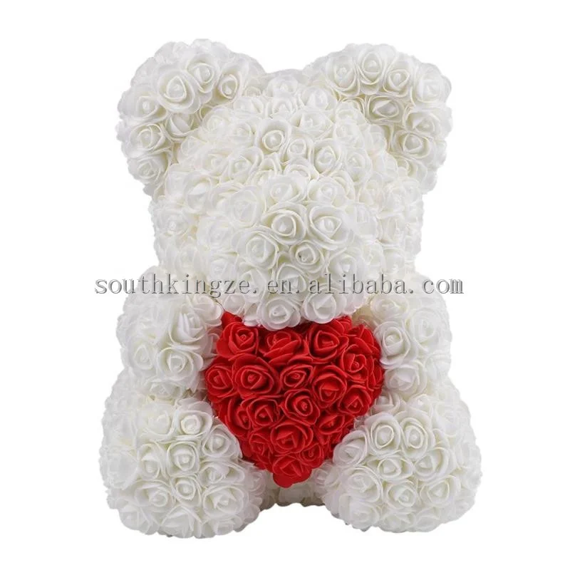 
exquisite home celebration decoration red rose bear gift box rose flower teddy bear for valentine artificial flower rose bear 
