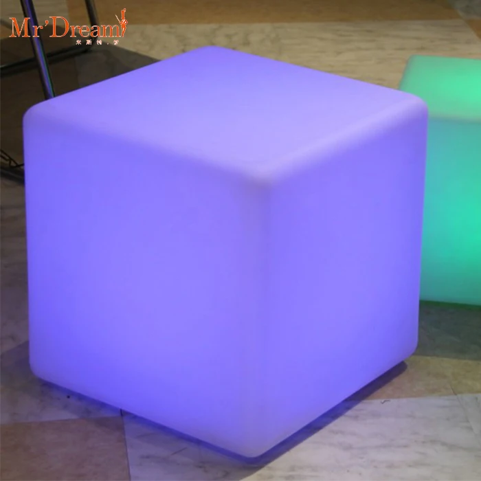 Waterproof Led Lighting Seat Outdoor Led Cube Light Supplier Hot Sale PE Foshan Bar Furniture Bar Chair Plastic Modern 16 Colors