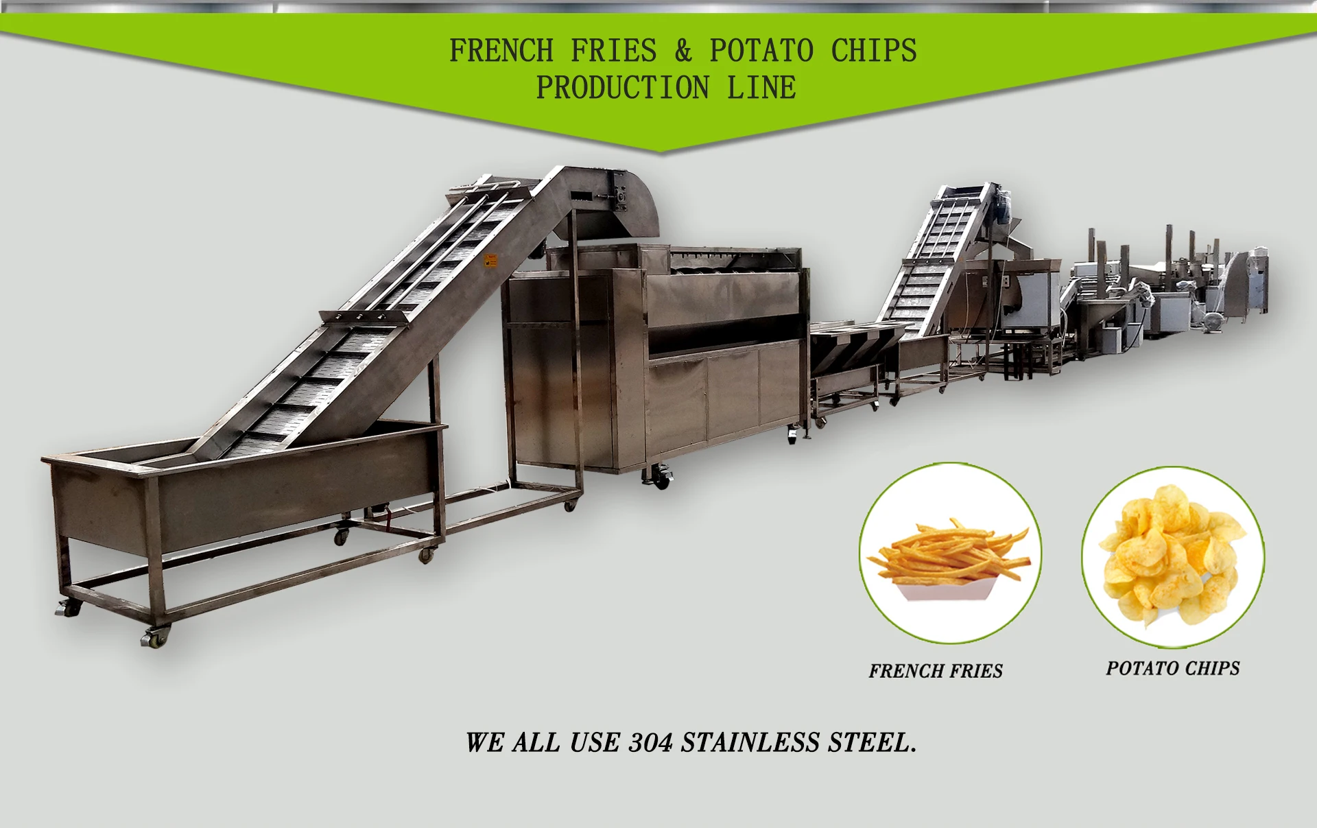 
full automatic potato chips production line / french fries machine/frying 
