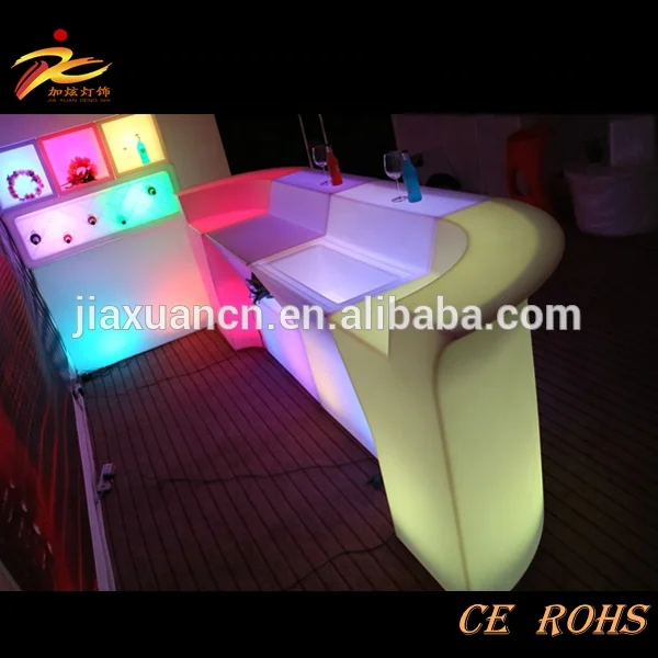 
glow lighted bar counter,long glass bar table,led bar furniture sets 