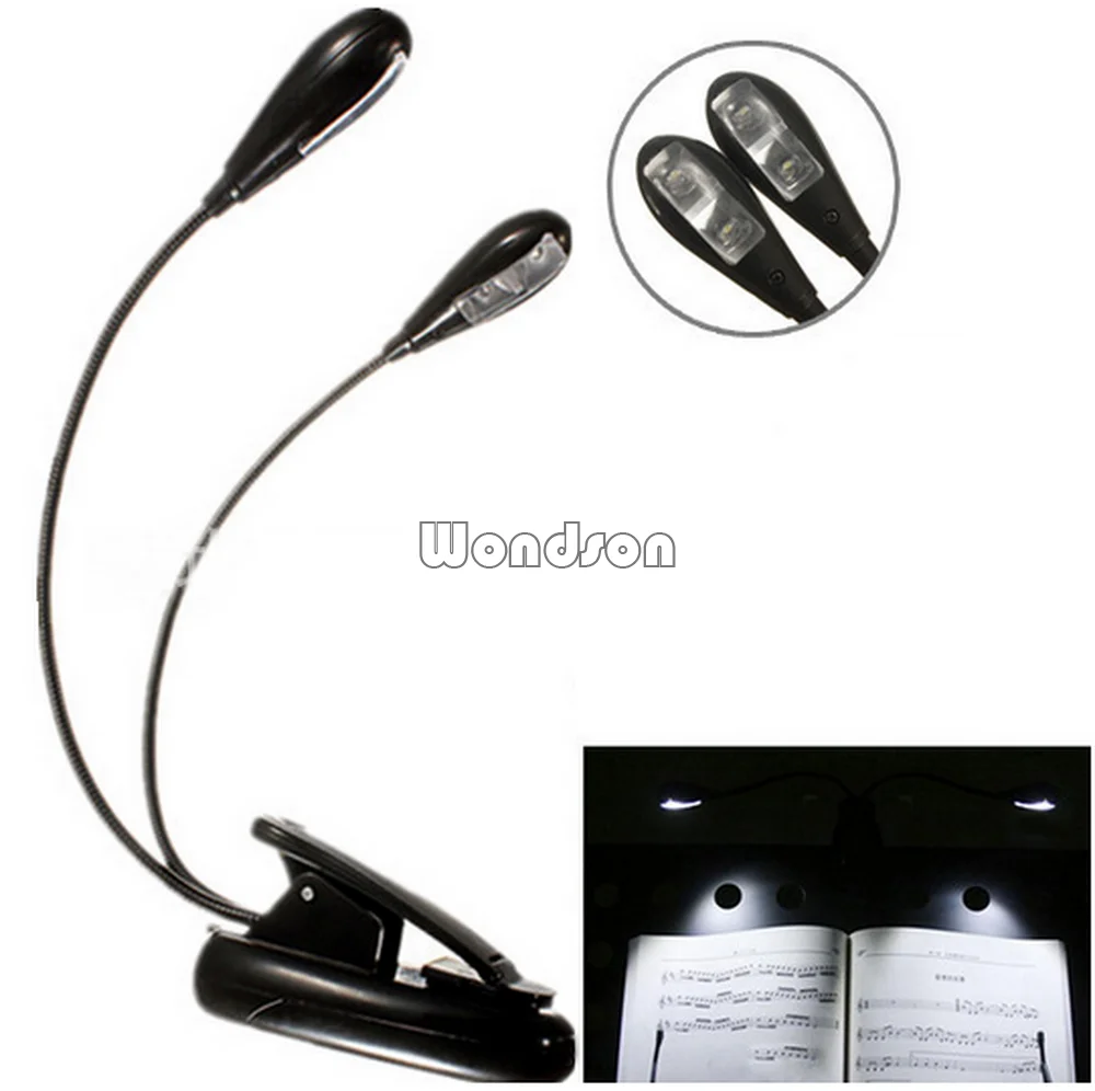 4 LED Clip On Adjustable Double Neck LED Reading Book Lamp