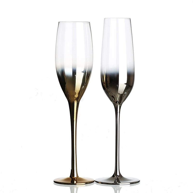 
Set Of 2 Hand Blown Electroplating Custom Wedding Cristal Flute Champagne Glass 
