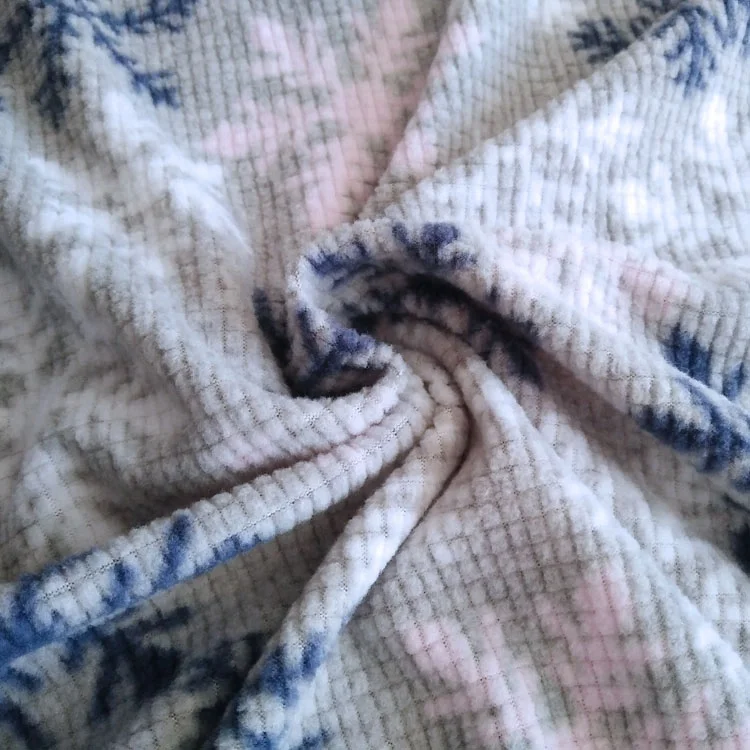 95%polyester 5% spandex printed snow flower premium polar fleece fabric