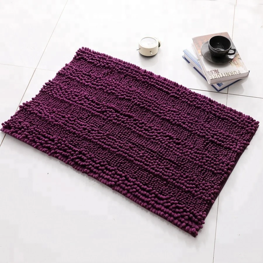 2021 hot sale microfiber chenille bath mat made by chenille machine bath mat green set chenille
