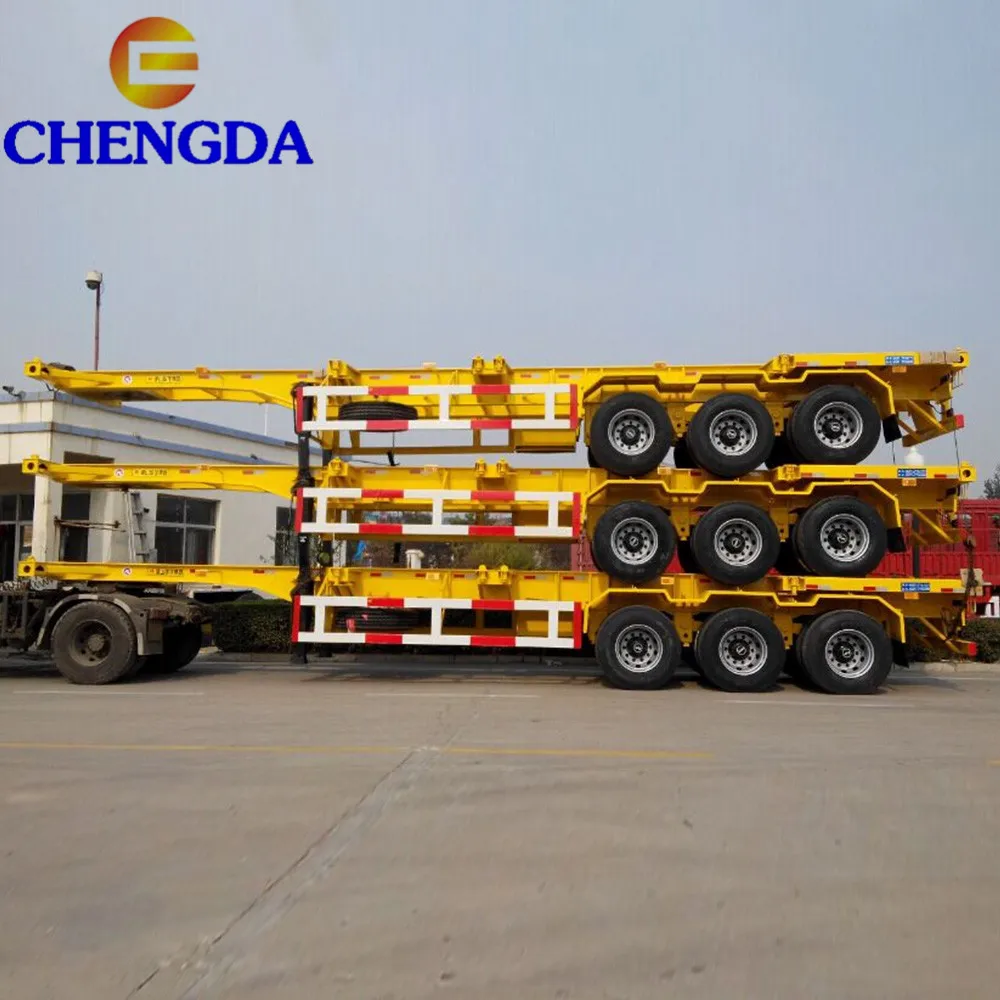 China Low Price Heavy truck 40FT 45FT container trailer 3 axle skeleton semi trailer