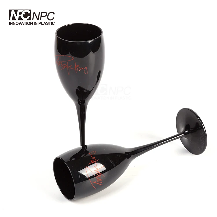 Black Polycarbonate Plastic Champagne Glasses Flutes For Party&events