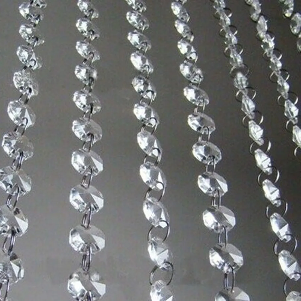 New Arrive 100m 14mm Glass Octagon Beads Chain Clear Crystal Garland Strand Wedding&Christmas Party Event Home Decoration