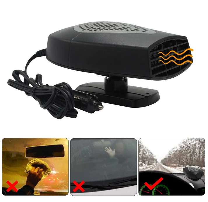Portable Car Heater 12v Snow Removal Quickly Fan Automobile Warmer and Defroster with Swing-Out Handle 360 Degree Vehicle Swivel