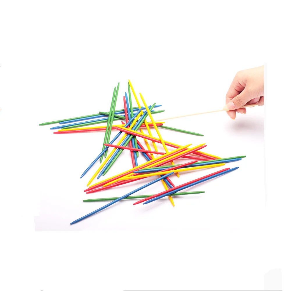 Wooden pick up Sticks game in tin box for kids toys