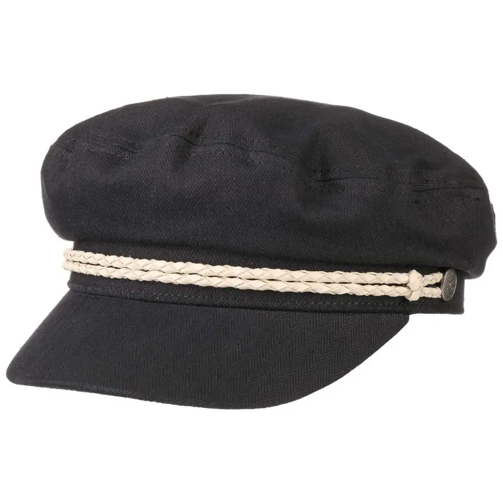 Winter Unisex Wool & Faux Leather Greek Fisherman Sailor Fiddler Driver Hat Flat Bill Cap