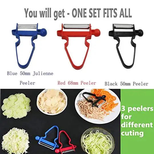 Upgraded Magic Trio Peeler (Set of 3), Vegetable Peeler, Stainless Steel Blades with Non-Slip Handles Peeler For Potato Fruit