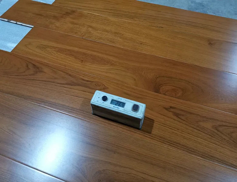 Teak color stained engineered wood flooring