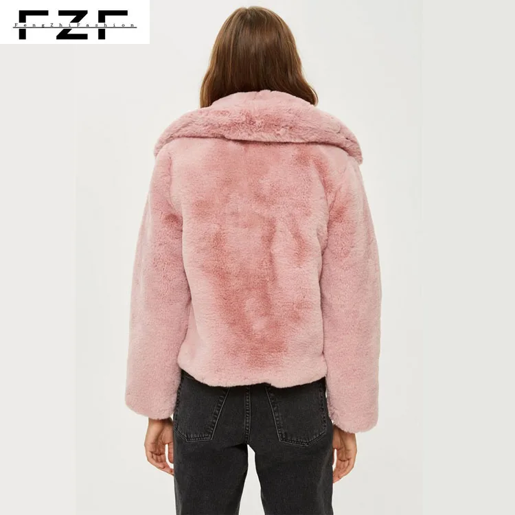 Rabbit Short Pink Faux Fur Coat